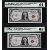 Image 1 : Lot of (2) Consecutive 1935A $1 Hawaii Silver Certificate Notes PMG CU64