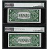 Image 2 : Lot of (2) Consecutive 1935A $1 Hawaii Silver Certificate Notes PMG CU64
