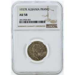 1937R Albania Frang Coin NGC AU58