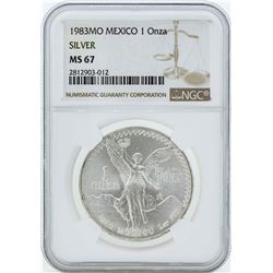 1983MO Mexico 1 Onza Silver Libertad Coin NGC MS67