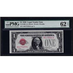 1928 $1 Legal Tender Red Seal Note PMG Uncirculated 62EPQ