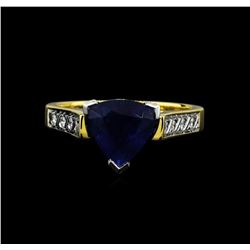 18KT Two Tone Gold 2.82ct Blue Sapphire and Diamond Ring