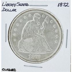1872 $1 Seated Liberty Silver Dollar Coin Cleaned