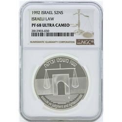 1992 Israel 2 Sheqalim Silver Proof Coin NGC PF68 Ultra Cameo