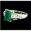 Image 1 : 2.14 ctw Emerald and Diamond Ring - Platinum