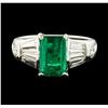 Image 2 : 2.14 ctw Emerald and Diamond Ring - Platinum