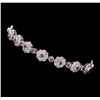 Image 2 : 3.83 ctw Ruby and Diamond Bracelet - 18KT White Gold