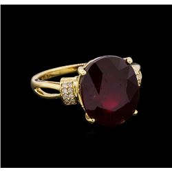 10.87 ctw Ruby and Diamond Ring - 14KT Yellow Gold