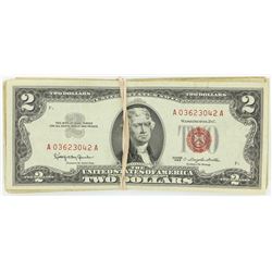 (100) 1963 $2 Red Seal Legal Tender Notes Circulated