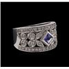 0.32 ctw Tanzanite and Diamond Ring - 14KT White Gold