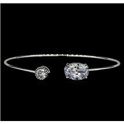 CZ Open Bangle Bracelet - Rhodium Plated