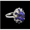 Image 1 : 4.82 ctw Tanzanite, Blue Sapphire and Diamond Ring - 14KT White Gold
