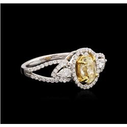 18KT Two-Tone Gold 1.22 ctw Fancy Yellow Diamond Ring