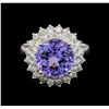 Image 2 : 14KT White Gold 4.36 ctw Tanzanite and Diamond Ring