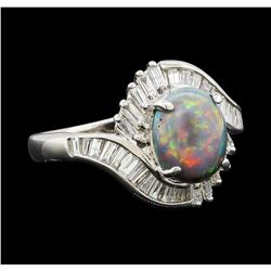 1.80 ctw Black Opal and Diamond Ring - Platinum