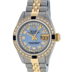 Rolex Two-Tone Diamond and Sapphire DateJust Ladies Watch