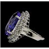 Image 3 : 13.95 ctw Tanzanite and Diamond Ring - 14KT White Gold
