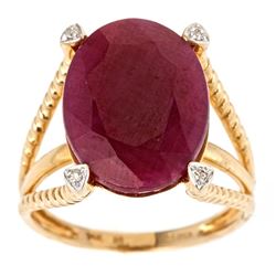 12.48 ctw Ruby and Diamond Ring - 14KT Yellow Gold