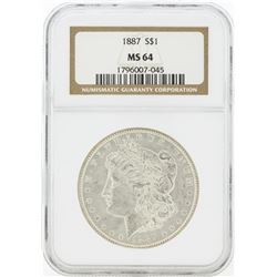 1887 MS64 NGC Morgan Silver Dollar