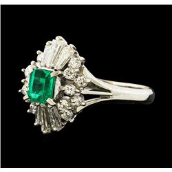 0.39 ctw Emerald and Diamond Ring - Platinum