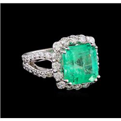 6.65 ctw Emerald and Diamond Ring - 14KT White Gold