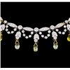 Image 2 : 4.83 ctw Diamond and Yellow Sapphire Necklace - 18KT White Gold