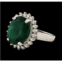 7.42 ctw Emerald and Diamond Ring - 14KT White Gold