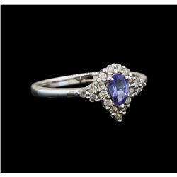 14KT White Gold 0.35 ctw Tanzanite and Diamond Ring