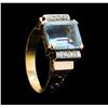 Image 4 : 5.00 ctw Aquamarine and Diamond Ring - 14KT Yellow Gold with Rose Plating