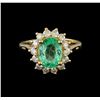 Image 2 : 2.31 ctw Emerald and Diamond Ring - 14KT Yellow Gold