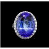 Image 2 : GIA Cert 26.53 ctw Tanzanite and Diamond Ring - 14KT White Gold