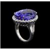 Image 4 : GIA Cert 26.53 ctw Tanzanite and Diamond Ring - 14KT White Gold