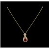 Image 2 : 14KT Yellow Gold 5.06 ctw Ruby and Diamond Pendant With Chain