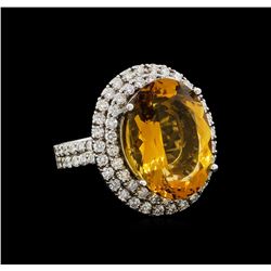 14KT White Gold 11.62 ctw Citrine and Diamond Ring