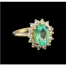 2.65 ctw Emerald and Diamond Ring - 14KT Yellow Gold