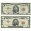 Image 1 : 1963 $5 Fine Red Seal Bill Lot of 2