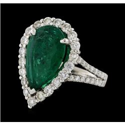 4.05 ctw Emerald and Diamond Ring - 14KT White Gold