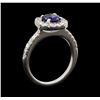 Image 4 : 0.66 ctw Sapphire and Diamond Ring - 14KT White Gold