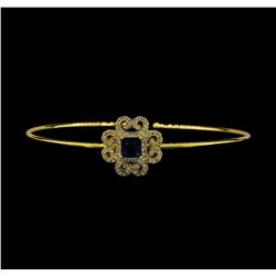 Vintage CZ Open Bangle Bracelet - Gold Plated