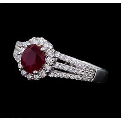 0.75 ctw Ruby and Diamond Ring - 14KT White Gold