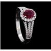 Image 4 : 0.75 ctw Ruby and Diamond Ring - 14KT White Gold
