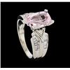 Image 4 : 1.95 ctw Morganite and Diamond Ring - 14KT White Gold