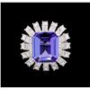 Image 2 : 9.62 ctw Tanzanite and Diamond Ring - 14KT White Gold