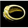 Image 3 : 1.00 ctw Tsavorite and Diamond "X" Ring - 14KT Yellow Gold