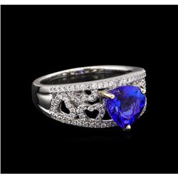 14KT White Gold 2.18 ctw Tanzanite and Diamond Ring