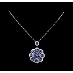 17.65 ctw Tanzanite and Diamond Pendant With Chain - 14KT White Gold