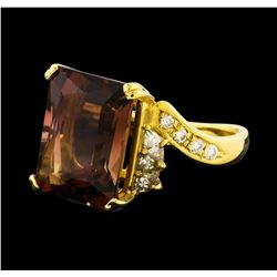 8.78 ctw Tourmaline and Diamond Ring - 18KT Yellow Gold