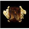 Image 2 : 8.78 ctw Tourmaline and Diamond Ring - 18KT Yellow Gold