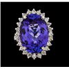 Image 2 : 14.43 ctw Tanzanite and Diamond Ring - 14KT White Gold