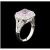 Image 4 : 9.61 ctw Kunzite and Diamond Ring - 18KT White Gold